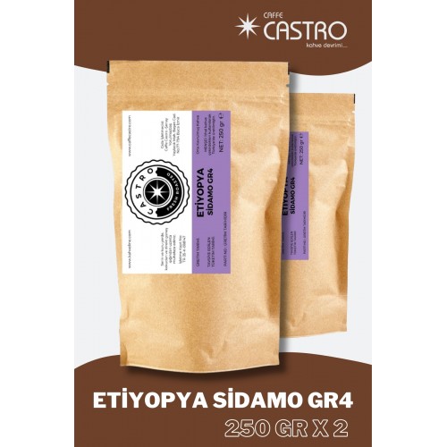 Castro Etiyopya Sidamo GR4 Kahve  500 Gr.(2x250 Gr)